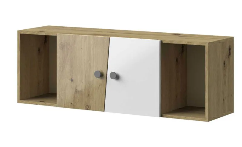 Modulo aggiuntivo per letto a scomparsa Sirte 13 | Rovere, Bianco, Grigio lucido | 41 x 120 x 32 cm