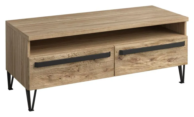 Mobile porta TV Buzet 11 | Rovere e nero | Parzialmente massello | 49 x 116 x 50 cm