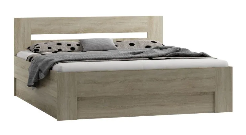 Letto matrimoniale con rete pieghevole e vano contenitore | 160 x 200 cm | Rovere Sonoma | Design moderno e robusto