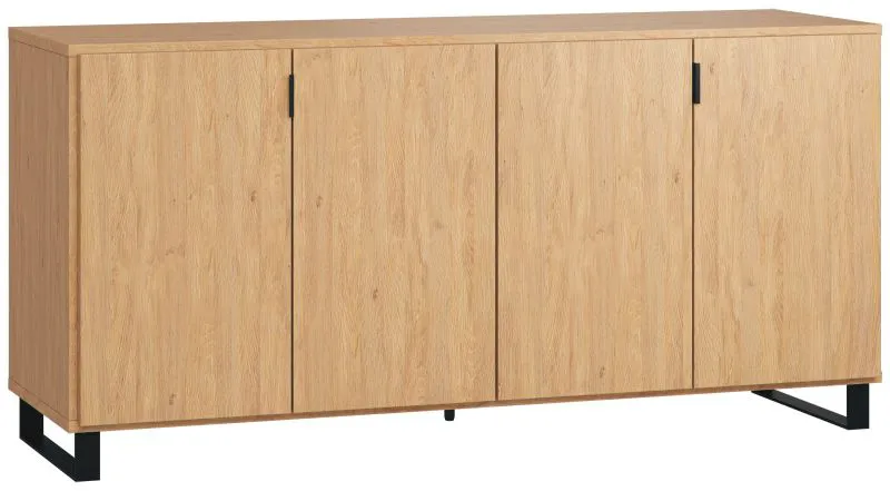 Madia Patitas 04 rovere | Design moderno industriale | 78 x 160 x 47 cm | Piedini metallo | Soft close