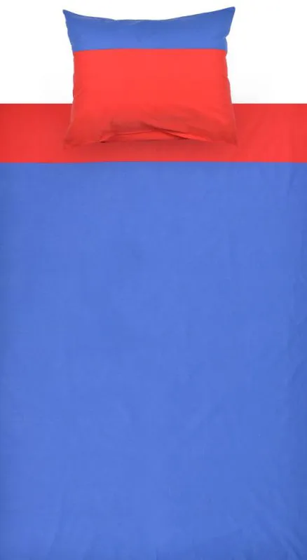 Set biancheria letto 2 pezzi per cameretta | Cotone 100% | Blu/rosso | Lenzuolo 140x200 cm | Cuscino 80x80 cm