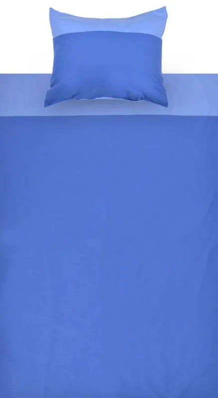 Set biancheria letto 2 pezzi | 100% cotone | Azzurro e blu scuro | Misure 140x200 cm e 80x80 cm