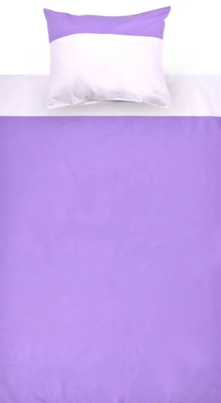 Set biancheria letto 2 pezzi | 100% cotone | Viola e bianco | Misure 140 x 200 cm e 80 x 80 cm