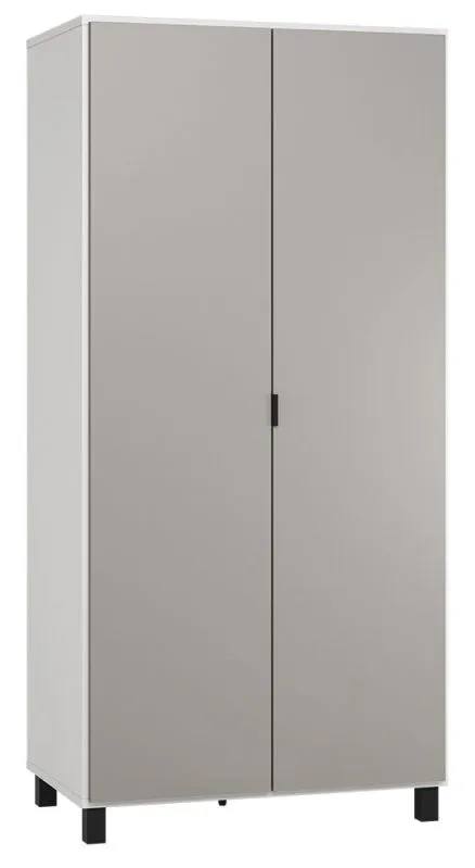Armadio Pantanoso 13 bianco/grigio | 195 x 93 x 57 cm | LED, ante soft close, piedini in legno