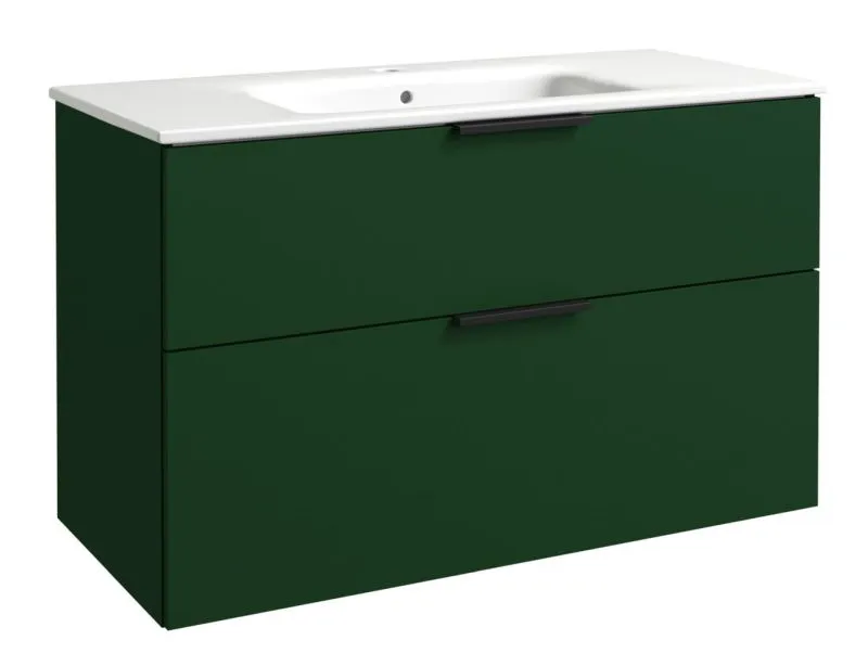Mobile bagno verde scuro 62 x 101 x 46 cm | Design moderno | 2 cassetti capienti | Lavabo in ceramica