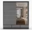 Armadio scorrevole Lusatian 23 | Grigio/Nero con specchio | 2 ante, 12 scomparti, 3 cassetti | 218 x 203 x 61 cm