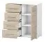 Cassettiera Comarca 04 | Bianco e rovere Sonoma | 1 anta, 3 scomparti, 4 cassetti | Maniglie argento | 96 x 90 x 45 cm
