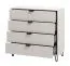 Cassettiera moderna 4 cassetti | finitura cashmere | maniglie e gambe nere | bordi in ABS | 90,5 x 93 x 40 cm