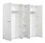 Armadio a battente Bogati 01 | Bianco lucido con specchio | 4 ante, 7 scomparti, 2 barre appendiabiti | 206 x 223,5 x 55,5 cm