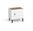 Comodino "Barbe" 31, bianco opaco / rovere, maniglie: nero, 1 anta, bordi in ABS, 46,5 x 48 x 36 cm