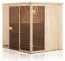 Sauna prefabbricata "Kawir" 68 mm con 2 finestre e tetto con bordino - misure esterne (l x p x h): 244 x 194 x 199 cm