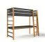Letto a soppalco con scrivania Analena 01 per bambini | Rovere nero/naturale | Pino massiccio | 80 x 190 cm | Rete a doghe inclusa