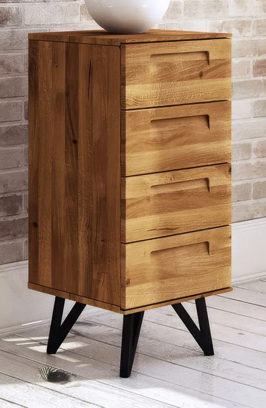 Cassettiera "Masterton" 07 | Rovere massello selvatico oliato | 100 x 45 x 45 cm | Design elegante