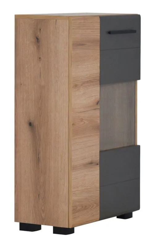 Cassettiera Colmenar 01 rovere e grigio | 4 scomparti | 103 x 65 x 32 cm | Design moderno