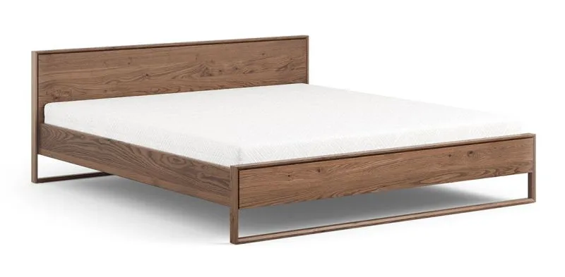 Letto matrimoniale Amru 05 | Legno massiccio oliato | Rovere fumé | 160 x 200 cm | Design raffinato