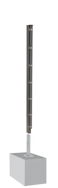 Palo per recinzione Mod. A, Finitura: vernice antracite, per recinzioni alte: 103 cm, Lunghezza: 108,5 cm, Punti di fissaggioe: 6