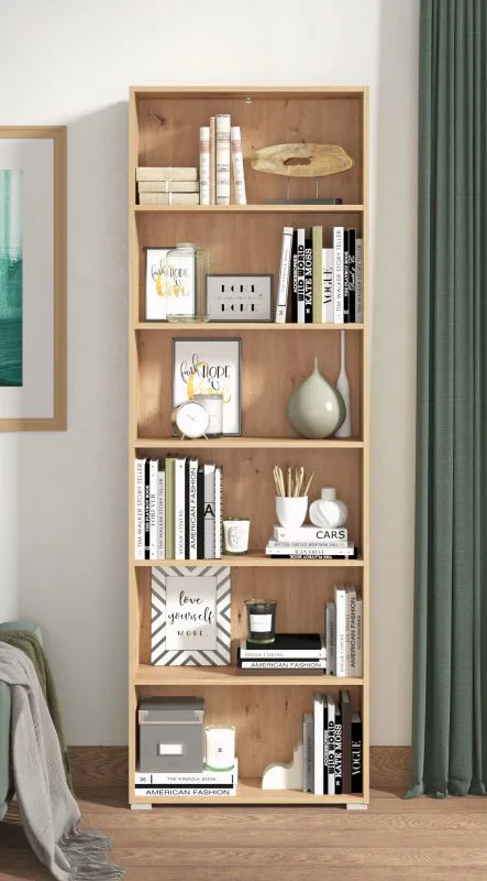 Scaffale Knide 15 grigio rovere | 6 scomparti | bordi ABS | 211,5 x 70 x 24,5 cm