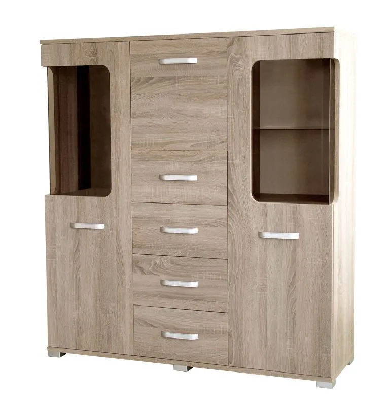 Vetrinetta Kikori 05 | Rovere Sonoma | 135 x 125 x 40 cm | Design moderno e pratico