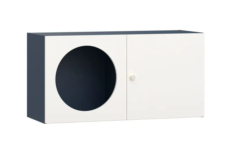 Pensile elegante Aenna 89 | 2 ante | Bianco/Indaco | 50,5 x 100,5 x 33,5 cm | Per soggiorno moderno