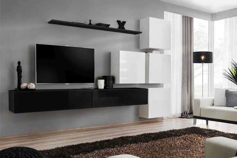 Pensile moderno Balestrand 134 nero/bianco | 200 x 310 x 40 cm | Apertura push-to-open