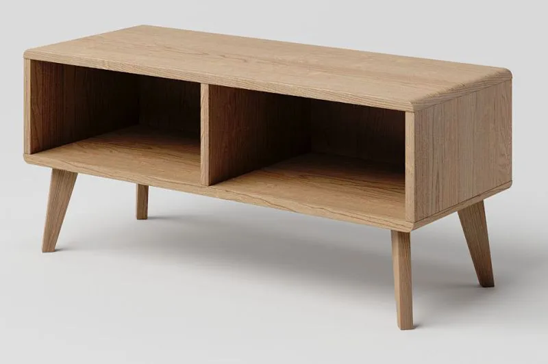 Mobile TV Aurornis 51 in rovere massiccio naturale | 44 x 96 x 40 cm | Design moderno e robusto