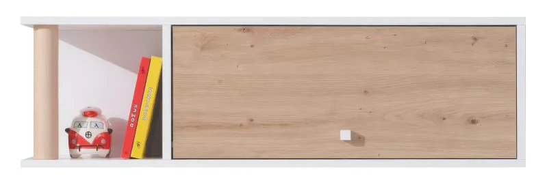 Mensola a muro per cameretta "Burdinne" 13 | Bianco e rovere | 30 x 100 x 25 cm | Design moderno e funzionale