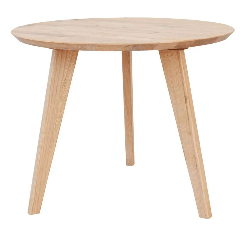 Tavolino rotondo in rovere oliato | Diametro 50 cm | Spessore piano 2 cm | 3 gambe | Erdre 03