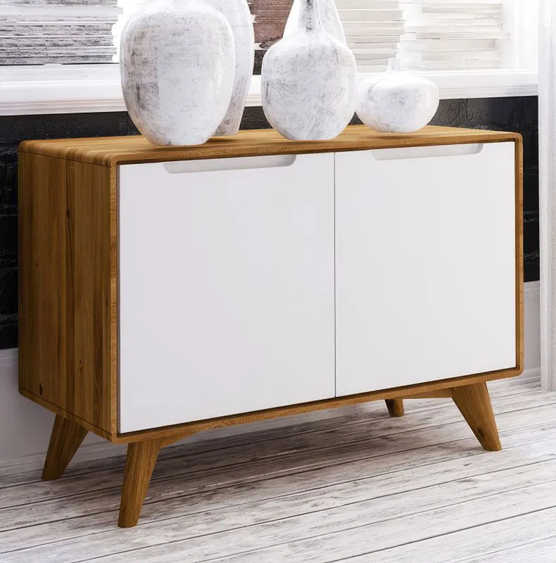 Cassettiera Timaru 09 | Rovere selvatico oliato e bianco | Parzialmente massello | 63 x 90 x 40 cm