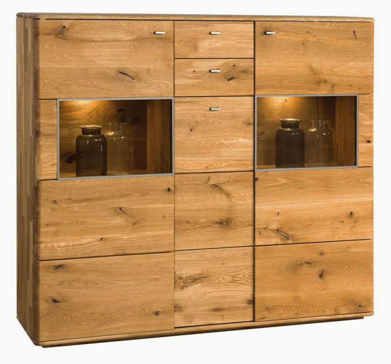 Vetrina Lencois 18 | Rovere massiccio oliato e spazzolato | Finitura naturale | 136 x 153 x 39 cm