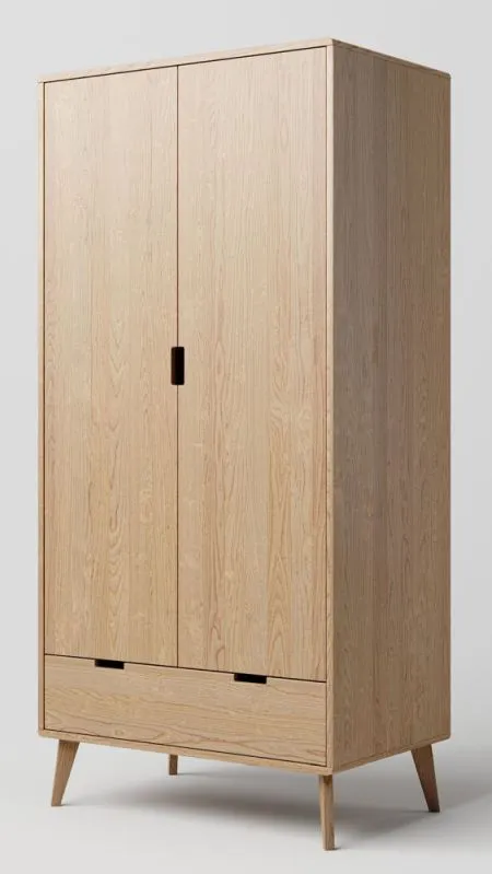 Armadio con ante battenti Aurornis 04 | Rovere massiccio naturale | 200 x 96 x 60 cm | Design moderno