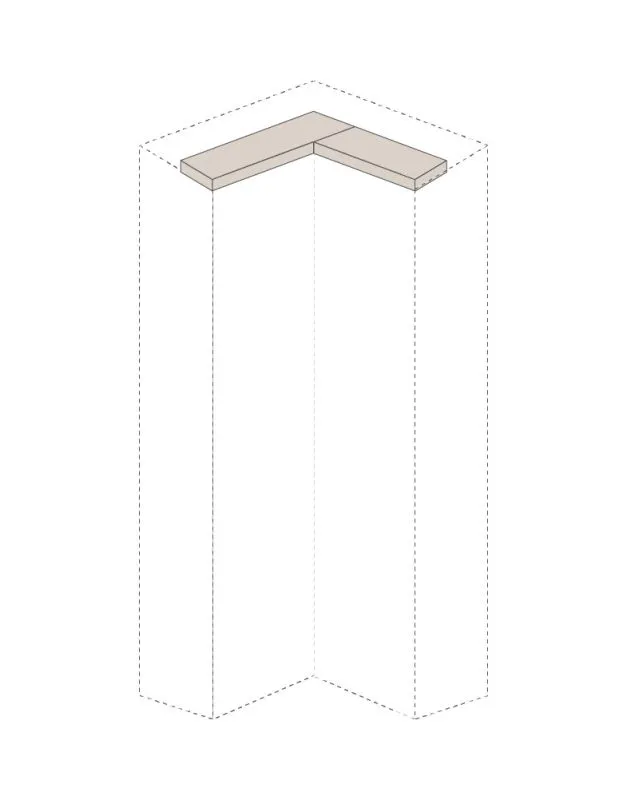 Cornice superiore a LED per armadio angolare | Serie Neiafu | Cashmere | 55,6 x 40 cm