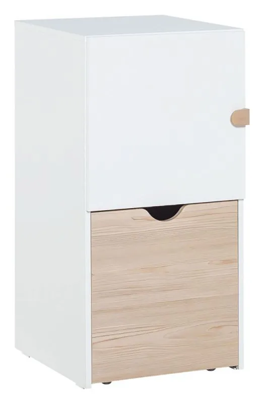 Cassettiera per cameretta Skalle 15 | Bianco e marrone chiaro | 94 x 47 x 49 cm | Design moderno e modulare