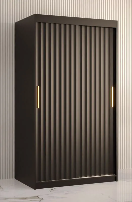 Armadio Balmenhorn 52 nero opaco | 200 x 100 x 62 cm | 5 scomparti | 2 ante scorrevoli