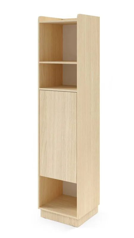 Scaffale "Beringen" 02, color rovere Mavelie/Macadamia, gambe: metallo, 1 anta a battente, 6 scomparti, sistema "push-to-open", 45 x 42 x 195 cm