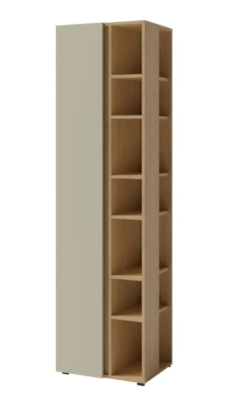 Armadio scaffale Fricourt 04 | Verde menta e rovere scuro | 12 scomparti | 195 x 55 x 40 cm | Design moderno