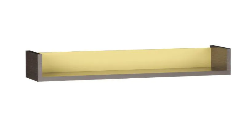 Mensola a muro per cameretta "Gregor" 05 | Rovere scuro e giallo | 12 x 90 x 20 cm | Design moderno e funzionale
