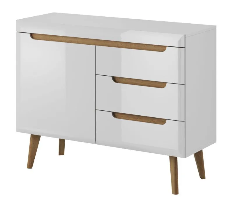 Cassettiera 3 cassetti Cathcart 06 | Rovere Riviera/Bianco | 83x107x40 cm | MDF laminato
