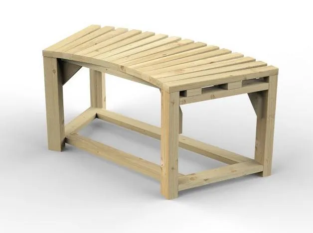 Elemento di panca semicircolare Caryota in legno massiccio | abete rosso, essiccato e impregnato | 48 x 109 x 50 cm | robusta panca in legno | panca da giardino