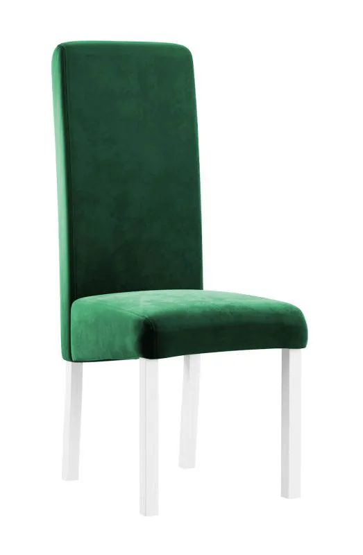 Sedia imbottita Born 04 | Legno massiccio di faggio bianco | Rivestimento verde | 99 x 46 x 59 cm | Comfort moderno