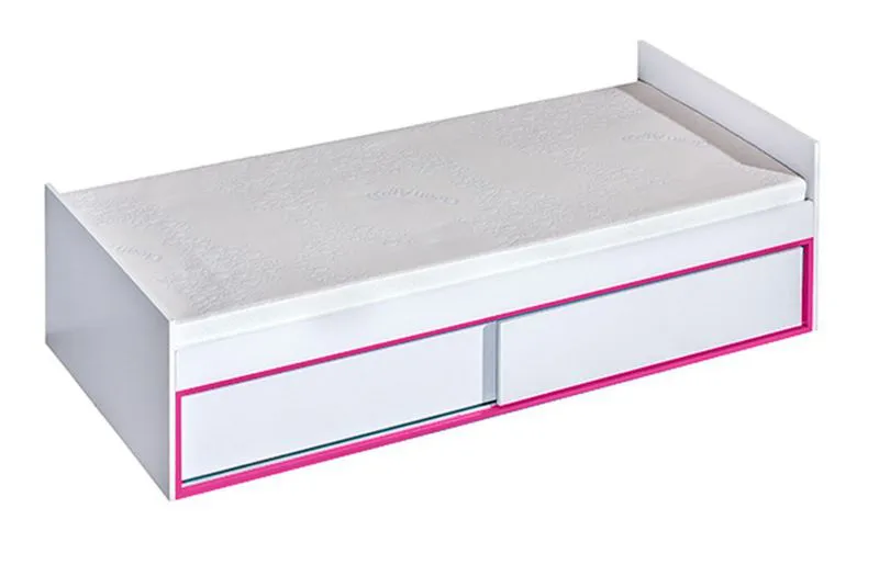 Letto singolo "Frank" 13 | Rete a doghe inclusa | Bianco/rosa | 90 x 200 cm | Spazio salvaspazio