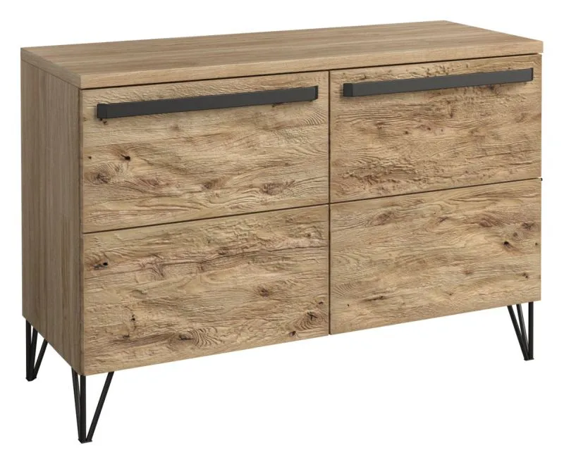 Madia Buzet 08 | Rovere e nero | Parzialmente massello | 79 x 116 x 50 cm | Design moderno