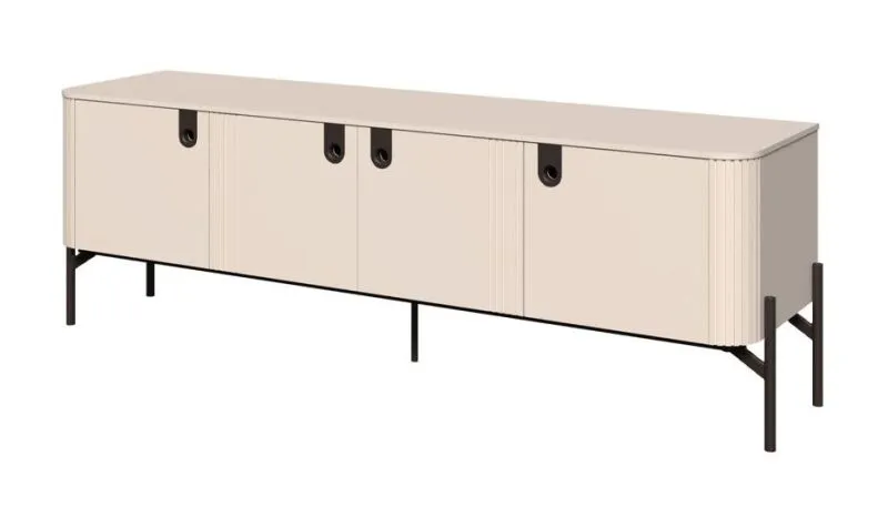 Mobile TV soft-close | Cashmere | 60 x 180 x 46 cm | 4 ante | 3 scomparti | rilievi decorativi | maniglie metallo