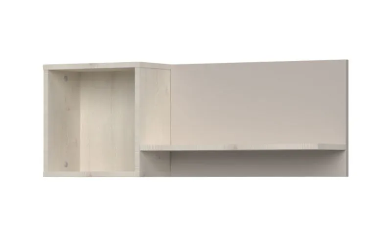 Scaffale a muro per cameretta Peter 13 | Bianco pino e beige | 35 x 95 x 20 cm | Spazio di archiviazione pratico