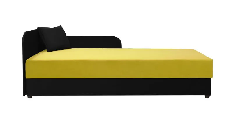 Divano letto moderno con contenitore | Colore nero/giallo | Superficie 90 x 195 cm | Testata sinistra | Nucleo a molle Bonell