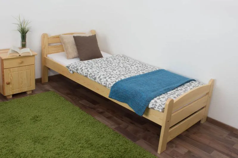 Letto singolo 84, pino massello, naturale, incl. rete a doghe - 80 x 200 cm