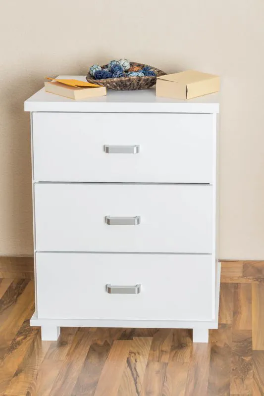 Comodino in pino massello laccato bianco | Modello "Columba 14" | 79 x 60 x 50 cm | Design moderno e spazioso