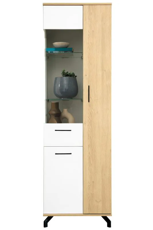 Vetrinetta Riemst 04 rovere/bianco | Design moderno | 194 x 60 x 40 cm | Spazio versatile