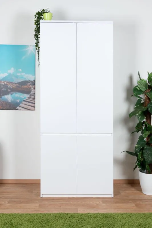 Armadio per cameretta a 4 ante battenti "Alard" 01 | Bianco | 195 x 80 x 52 cm | Design moderno e senza maniglie