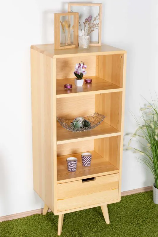 Libreria Aurornis 23 in pino massiccio naturale | 125 x 50 x 40 cm | Design moderno | Spazio ottimizzato
