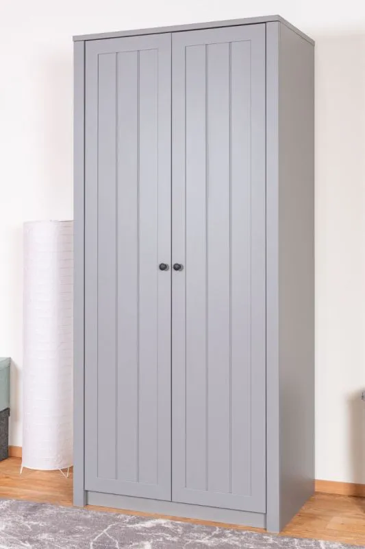 Armadio 2 ante battenti Segnas 09 grigio | 198 x 90 x 53 cm | Stile country | Spazio ottimizzato